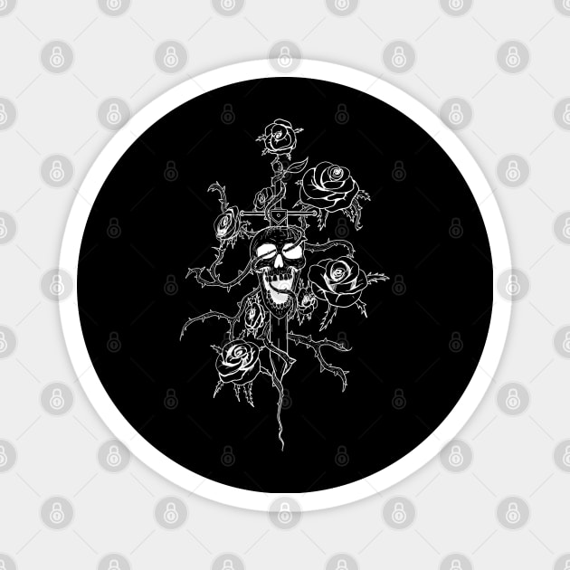 Skull and roses - lines Magnet by An_dre 2B